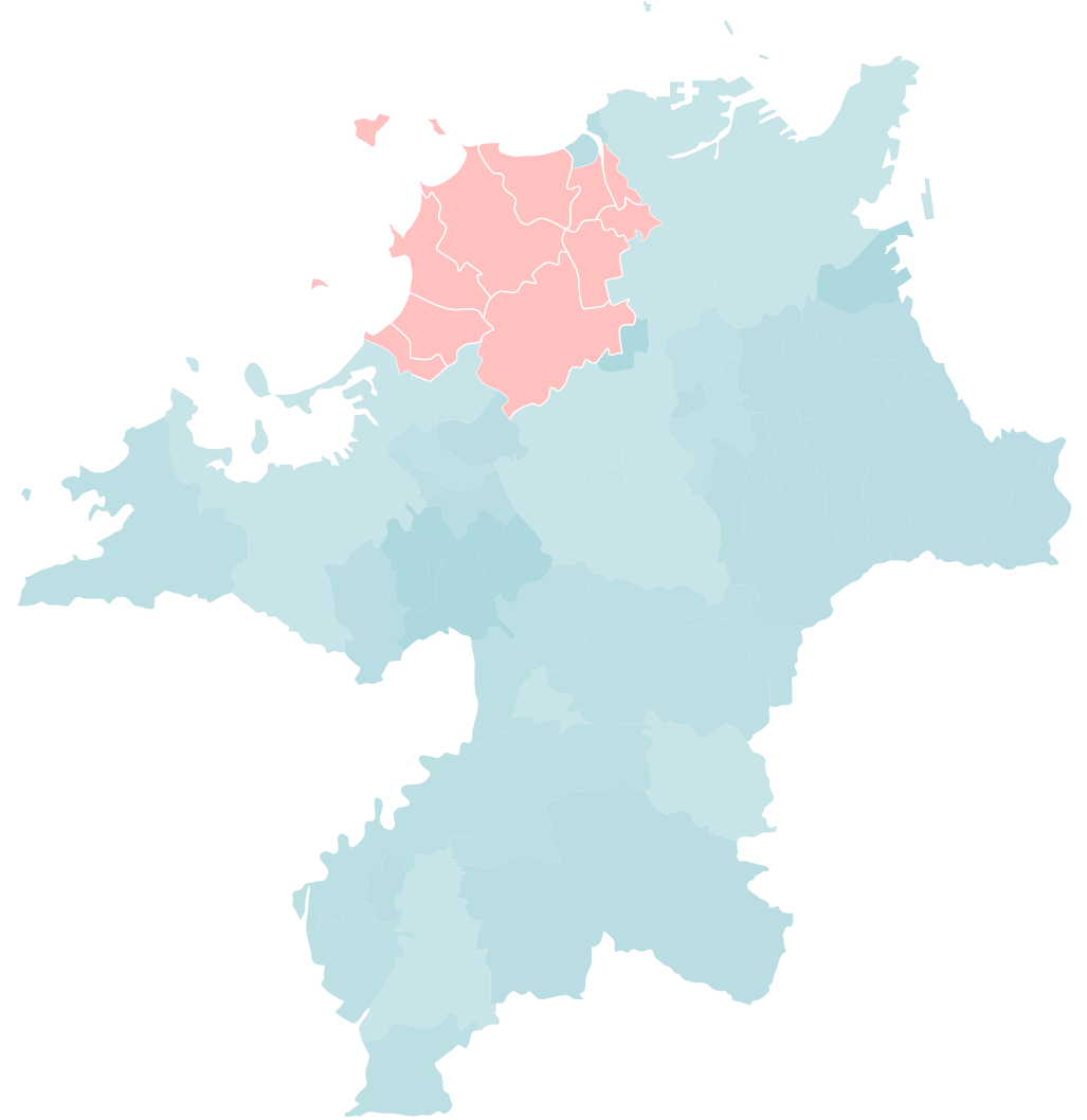 福岡県の形をした地図